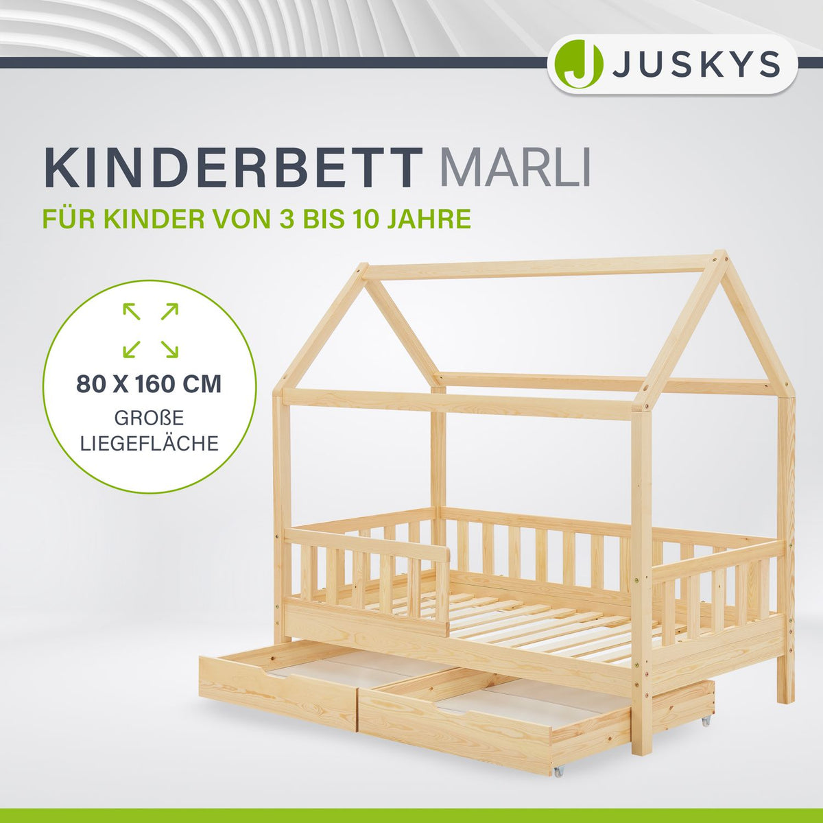 Kinderbett Marli 80 x 160 cm mit Bettkasten