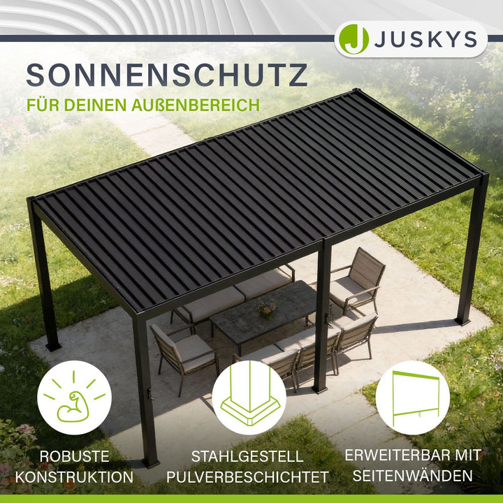 Lamellendach Tahiti 3 x 5,9 m inkl. 2x Seitenwand 3 m